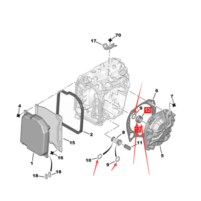 Anel de pistão de transmissão automática 221515   Para Peugeot 207CC 407 Citroen C4 DS3 C4 Picasso Geração