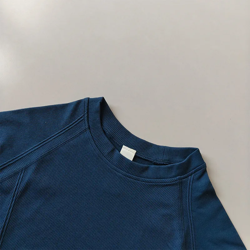 Sport-Top für Herbst und Winter, Rundhals, Slim Fit, Schnelltrocknend, Yoga-Bekleidung, Professionelles Training, Pilates-Sport-T-Shirt, Laufshirt – Detail 9