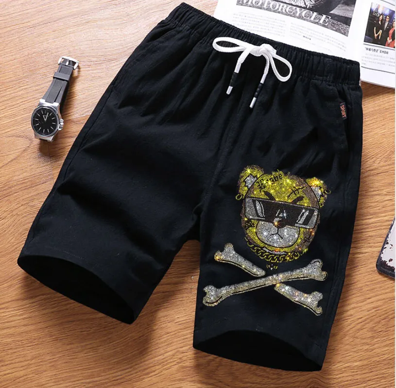 Men's Rhinestones Drill Joggers Shorts Fitness  Anime Short Pants Male Glitter Running Trunks Hot Summer Trend