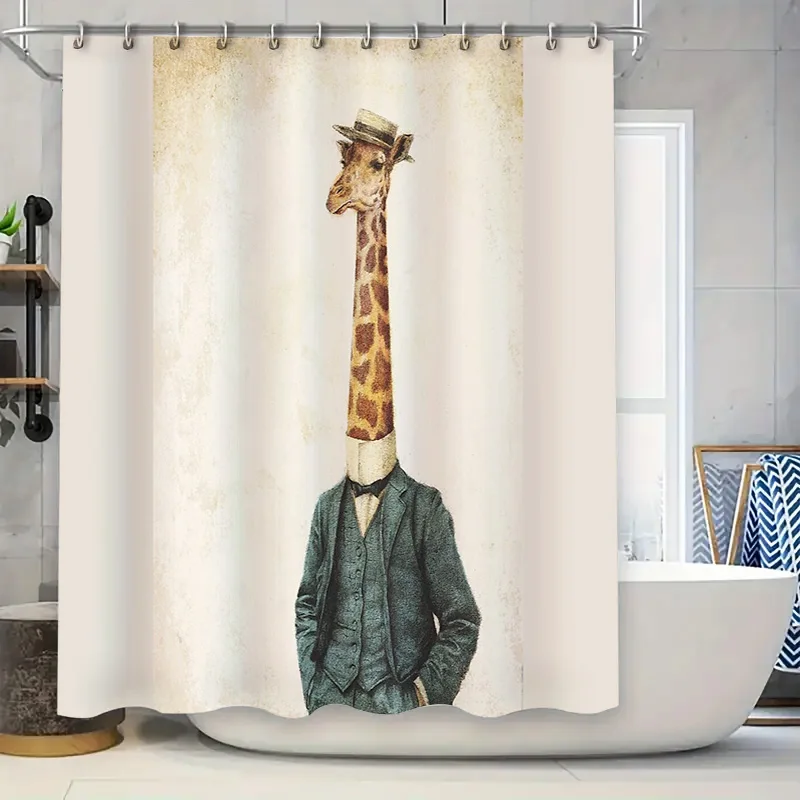 Unique Animal Shower Curtain Funny Cat Dog Portrait Bathroom Decor Modern Farmhouse Style Washroom Accessories Home Textiles