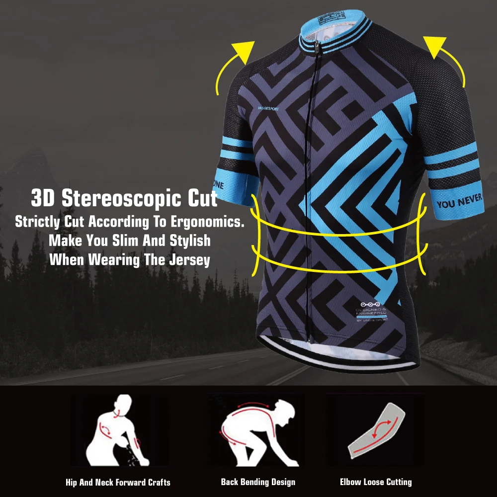 KEMALOCE Cycling Jersey Breathable Men Summer Short Sleeves Outdoor Bicycle Jersey Unique Outdoor Tight Fitting Bike Wear