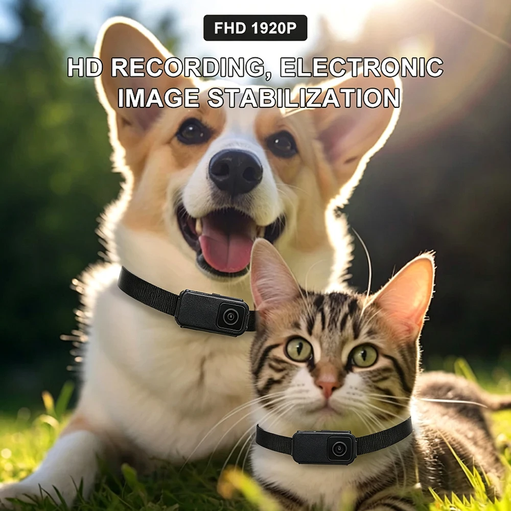 Cats Collar Cam HD 1080P Pet Cameras Dog Cat Pet Camera Wireless Collar Camera No WiFi Needed Video Records for Birthday Gift
