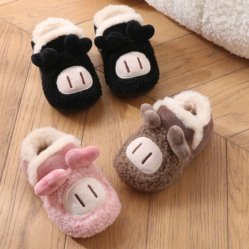 BotasWinter New Plush Child Snow Boot Plush Girl Cotton-padded Shoe Cute Boy House Shoe Cartoon Child Shoe Anti Slip Padded Boot