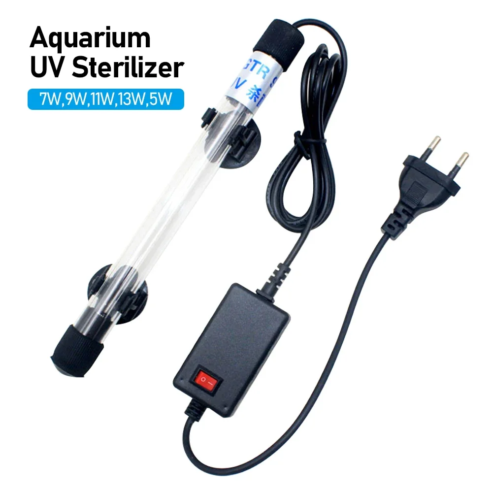 Lâmpada Esterilizadora UV Submersível para Aquário 5-13W EU US, Purificador de Água para Aquário, Lago e Tanque de Peixes, Filtro Clarificador Ultravioleta