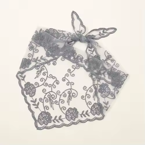 Elegant Lace Scarf Hollow Out Embroidery Foulard Bandana Solid Color Triangular Scarf Thin Vintage HandkerChiefs for Hair Woman - Image 8