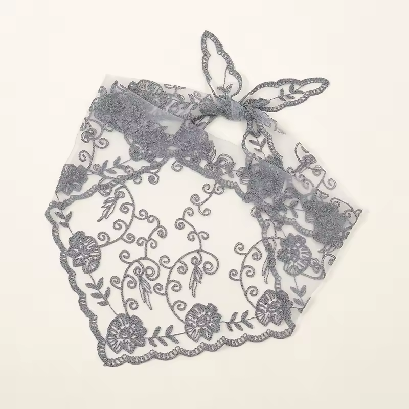 Elegant Lace Scarf Hollow Out Embroidery Foulard Bandana Solid Color Triangular Scarf Thin Vintage HandkerChiefs for Hair Woman - Image 8