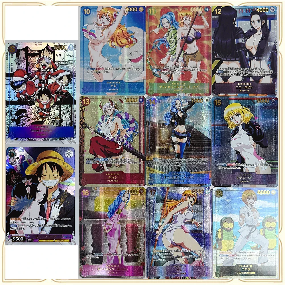 9 stk/set Anime Een Stuk DIY ACG Premium Flash Card Jongen Games Speelgoed Verjaardagscadeau Collectible Card Boa Hancock Luffy Nami Zoro