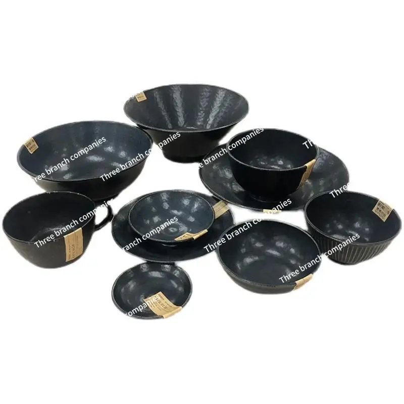 

Ceramic Tableware Imported From Retro Black Matte Rice Bowl Large Bowl Dish Plate Noodle Bowl