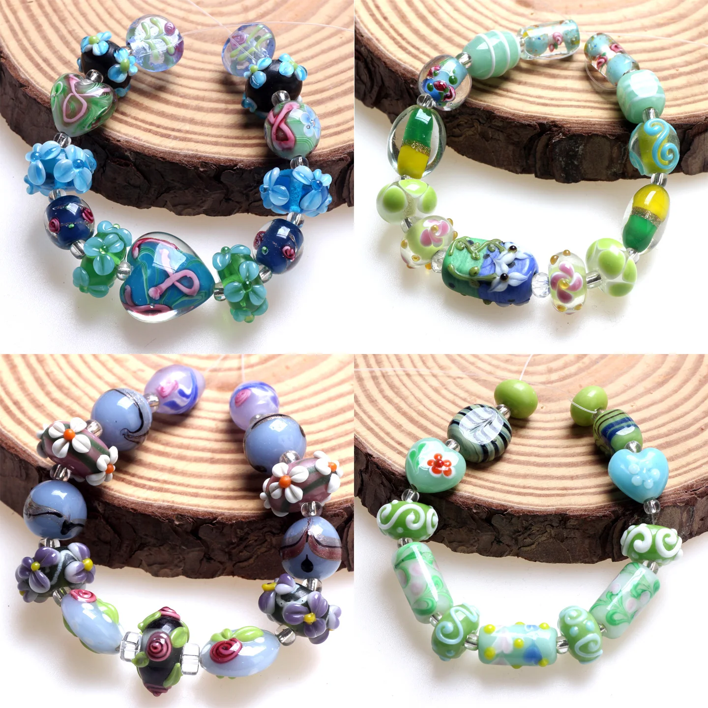 Only 1set ! Rustic Style Handmade Romantic Lampwork Glass Loose Beads For Charm DIY Bracelets Jewelry Making Accessories!