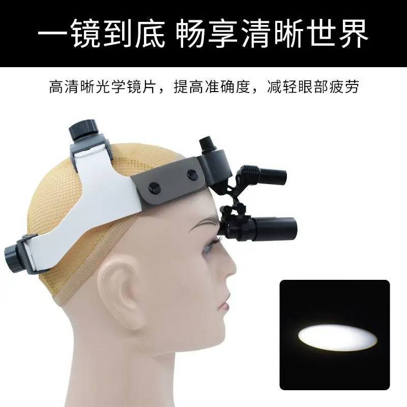 Dental surgery magnifying glass Oral head mounted 3W LED magnifying glass Zoom binocular magnifying glass