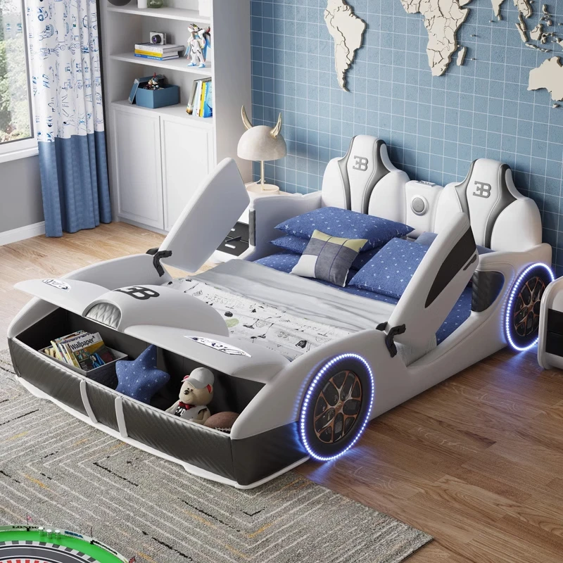 Boys Aesthetic Kids Car Bed Double Modern Cute Queen King Double Bed Luxury Wood Multifunctional Cama Box Casal Room Furniture