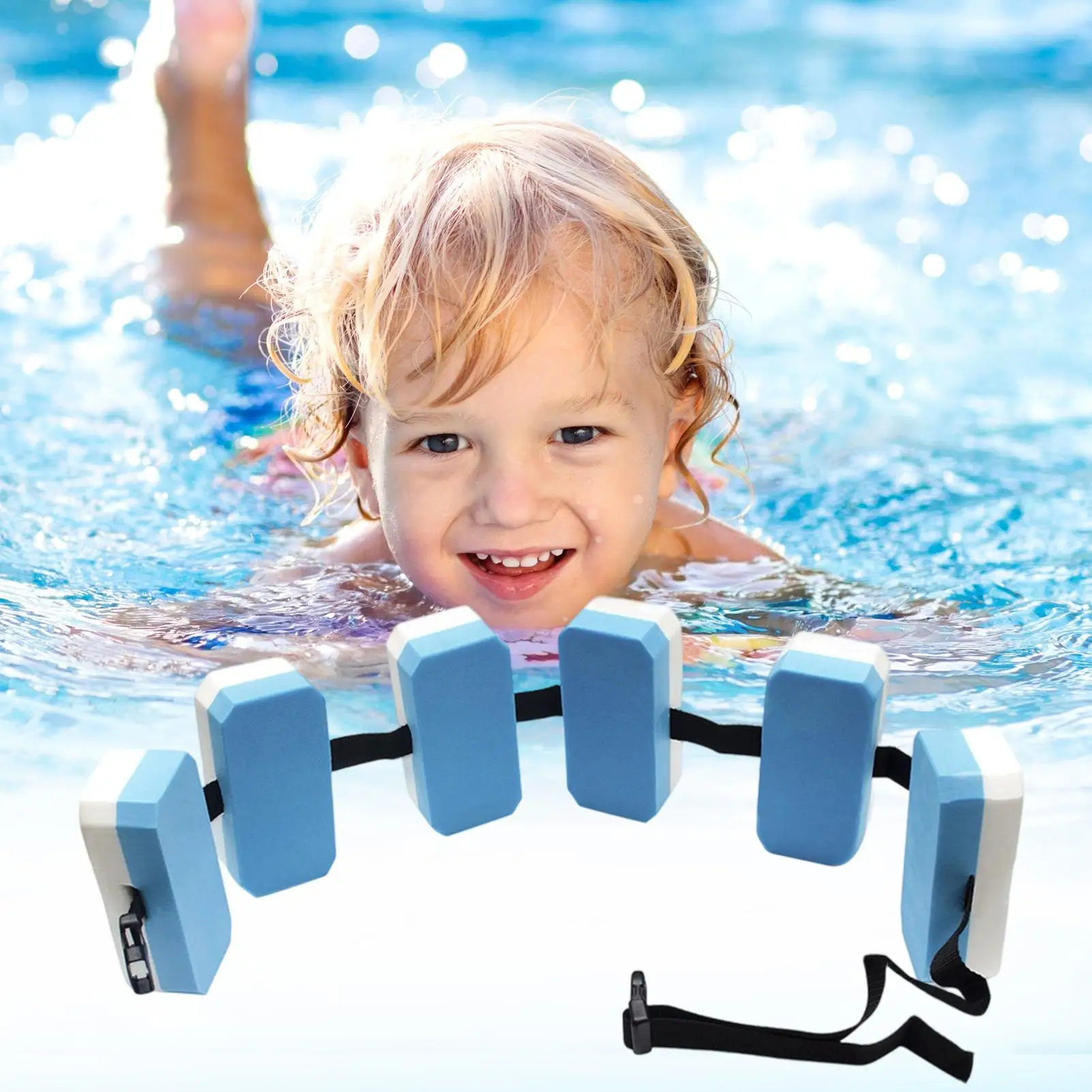 Cinturón flotante para niños, cinturón flotante de burbujas para natación en piscina, dispositivo de flotación ajustable, ayuda de entrenamiento de seguridad para niños principiantes