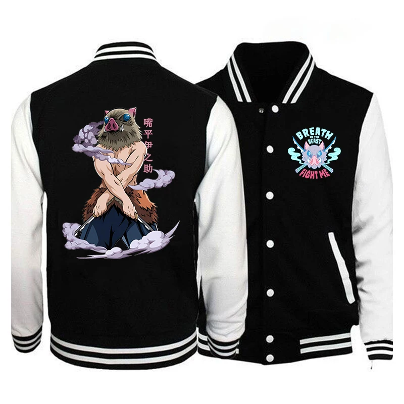 

New Hashibira Inosuke Printed Baseball Jacket Women Men Outdoor Long Sleeves Hip Hop Personality Anime Sweatshirt Jersey Coat