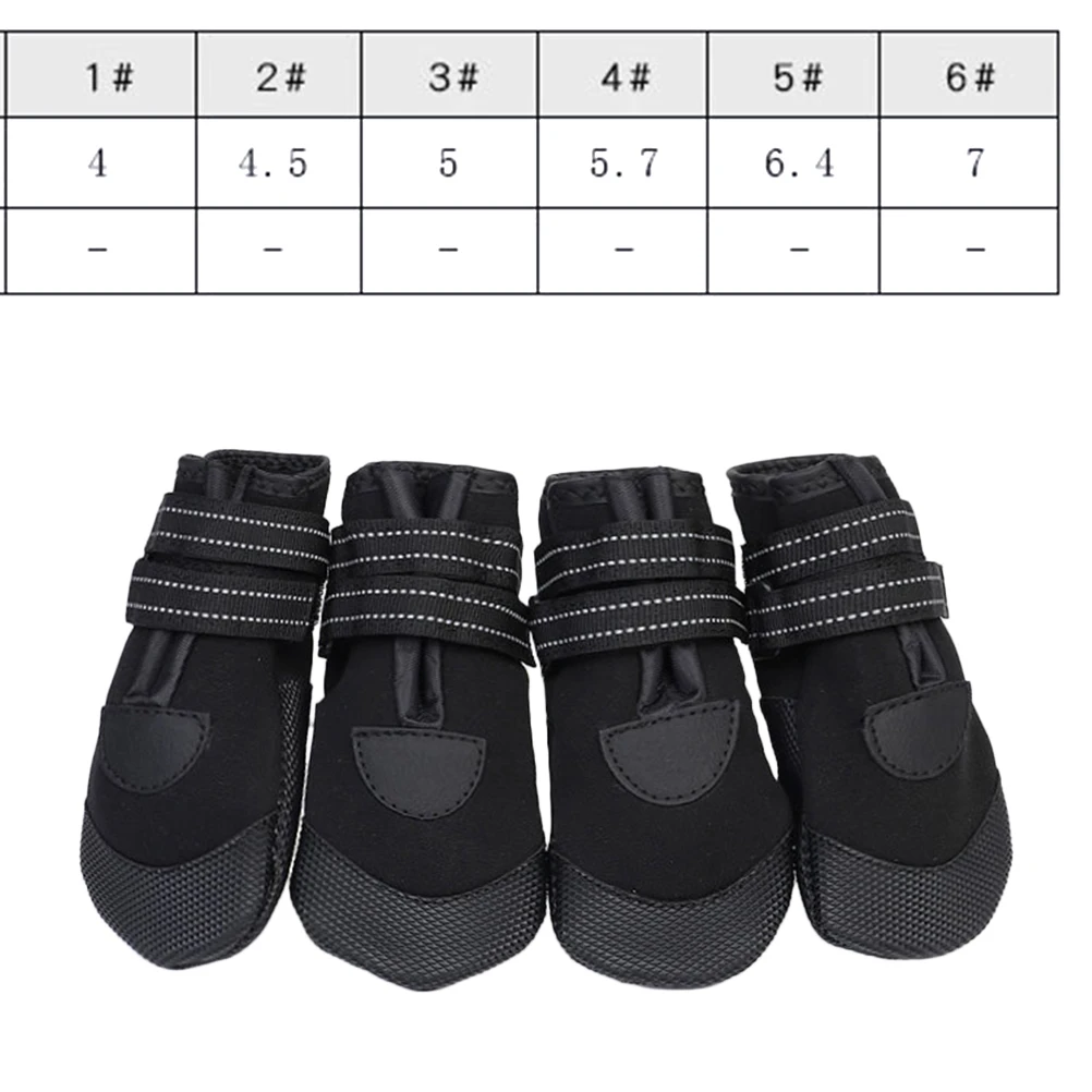 

4 Pcs Black Boots Waterproof and Warm Pet Shoes Dog Non-slip Autumn Winter Dogs Pets