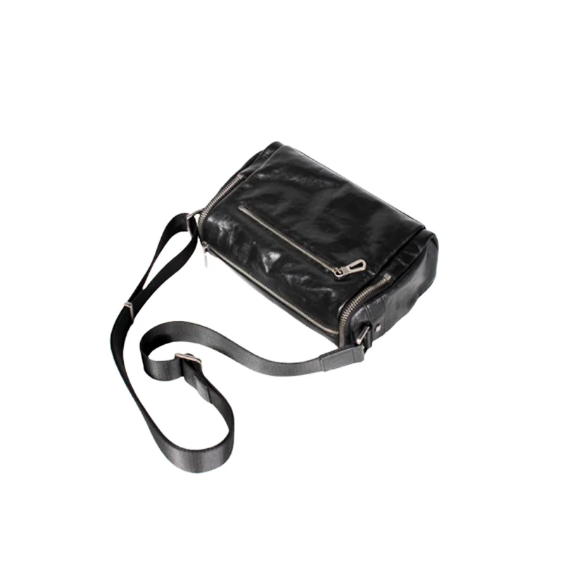 Genuine Leather Crossbody Bag for Men Fashion Side Bag Casual Large Capacity Messenger Shoulder Bags Zipper Sling Bag Cowhide