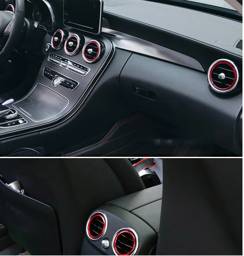 Décor Volant Mercedes Classe C/E/CLA/GLA/GLC (2015+) - Anneau Logo Central Argent, En Alliage Aluminium, Autocollant 3M - 6