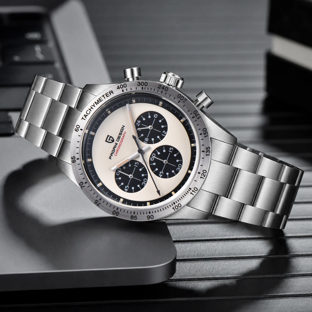 2026 New PAGANI DESIGN Retro Panda Mens Chronograph Luxury Stainless Steel Quartz Wristwatch Japan VK63 Movement AR Sapphire Crystal Watch For Men EU Local Shipping