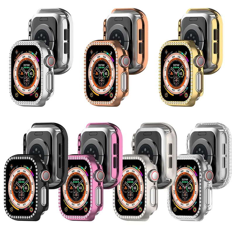 Luxury Diamond Screen Protector Shell Case For Apple Watch 10 42mm 46mm, PC Watch Case Cover For iWatch10 Series Watch accessory