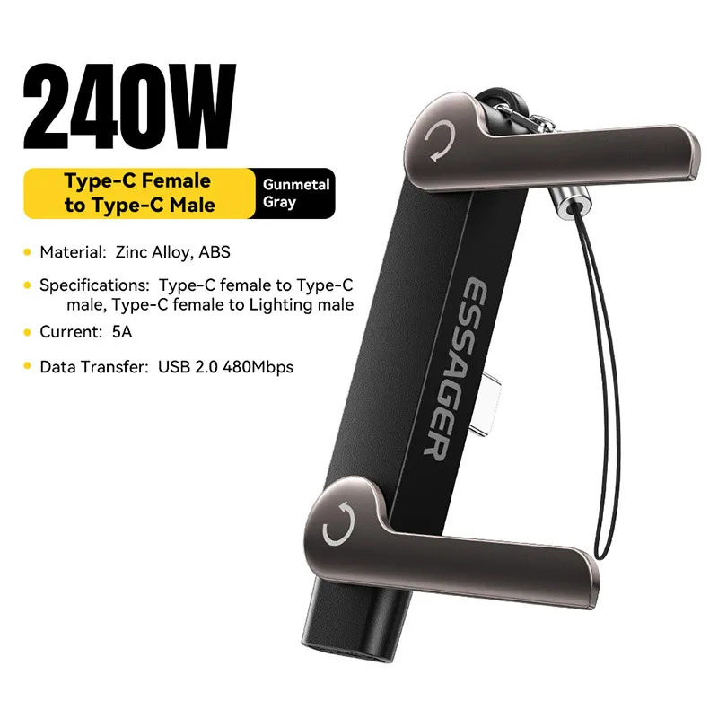 240W/29W Fast Charging Vertical Stand Adapter USB C for iPhone Converter with Holder for Desk Compatible with Type-C Lighting