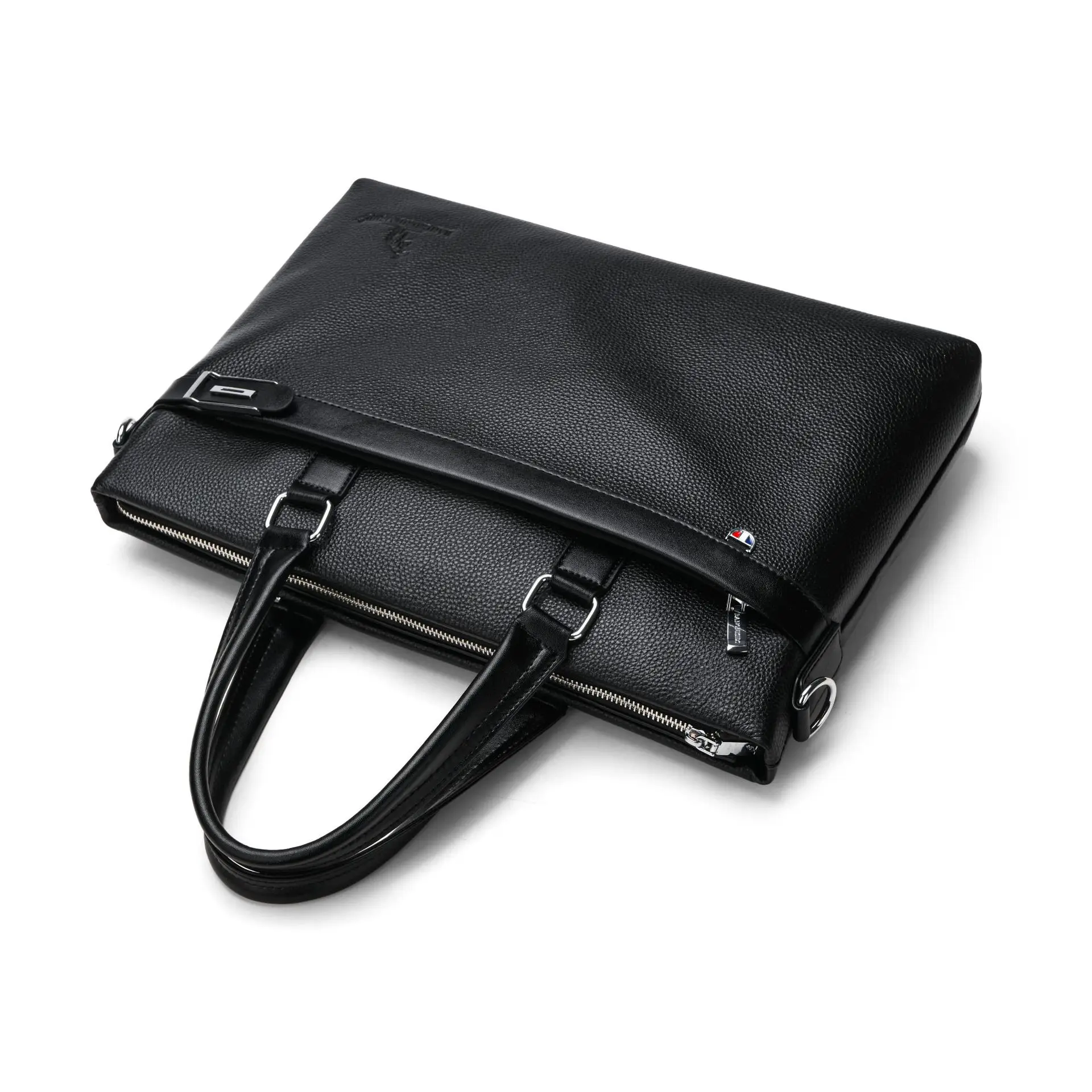 Men's Business Genuine Leather Durable Laptop Briefcase 14-inch Computer Briefcase Lightweight Waterproof Shoulder Bag