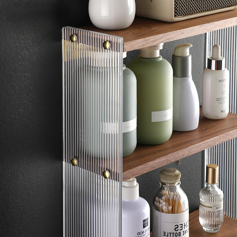 Light Luxury Solid Wood Bathroom Multi-Layer Bathroom Storage Rack Wall-Mounted Acrylic Niche Shampoo Shower Gel Storage Rack