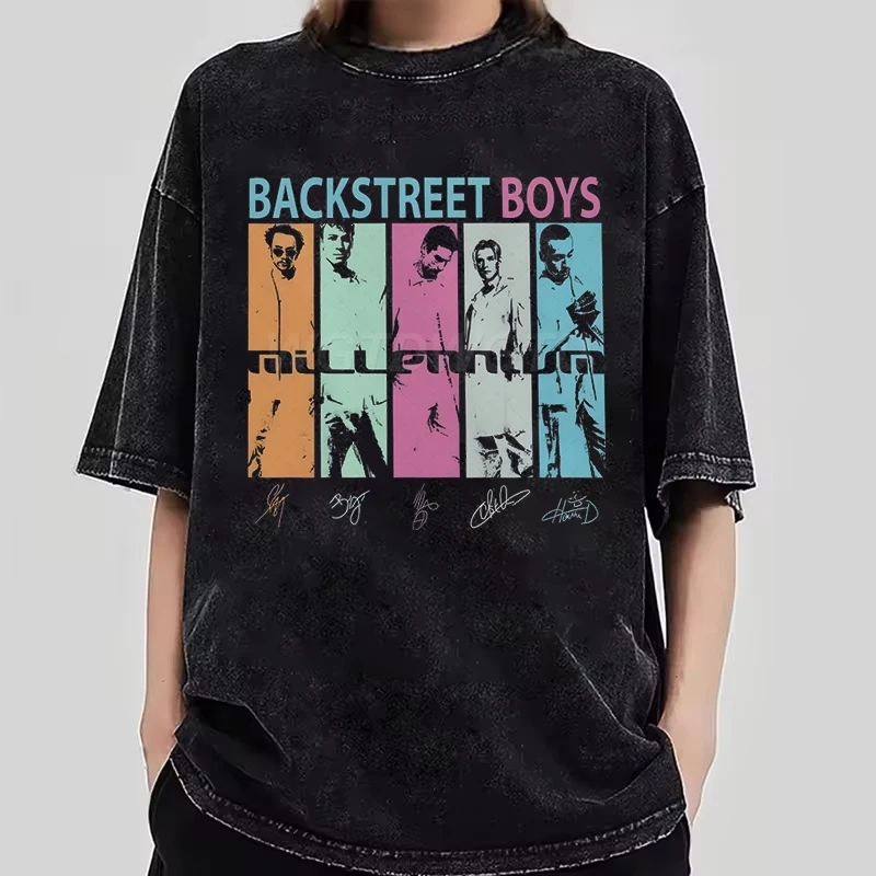 

Футболка из стираного хлопка Backstreet для мальчиков, эстетические винтажные рубашки для мужчин и женщин, модная повседневная футболка с короткими рукавами для мальчиков Backstreet