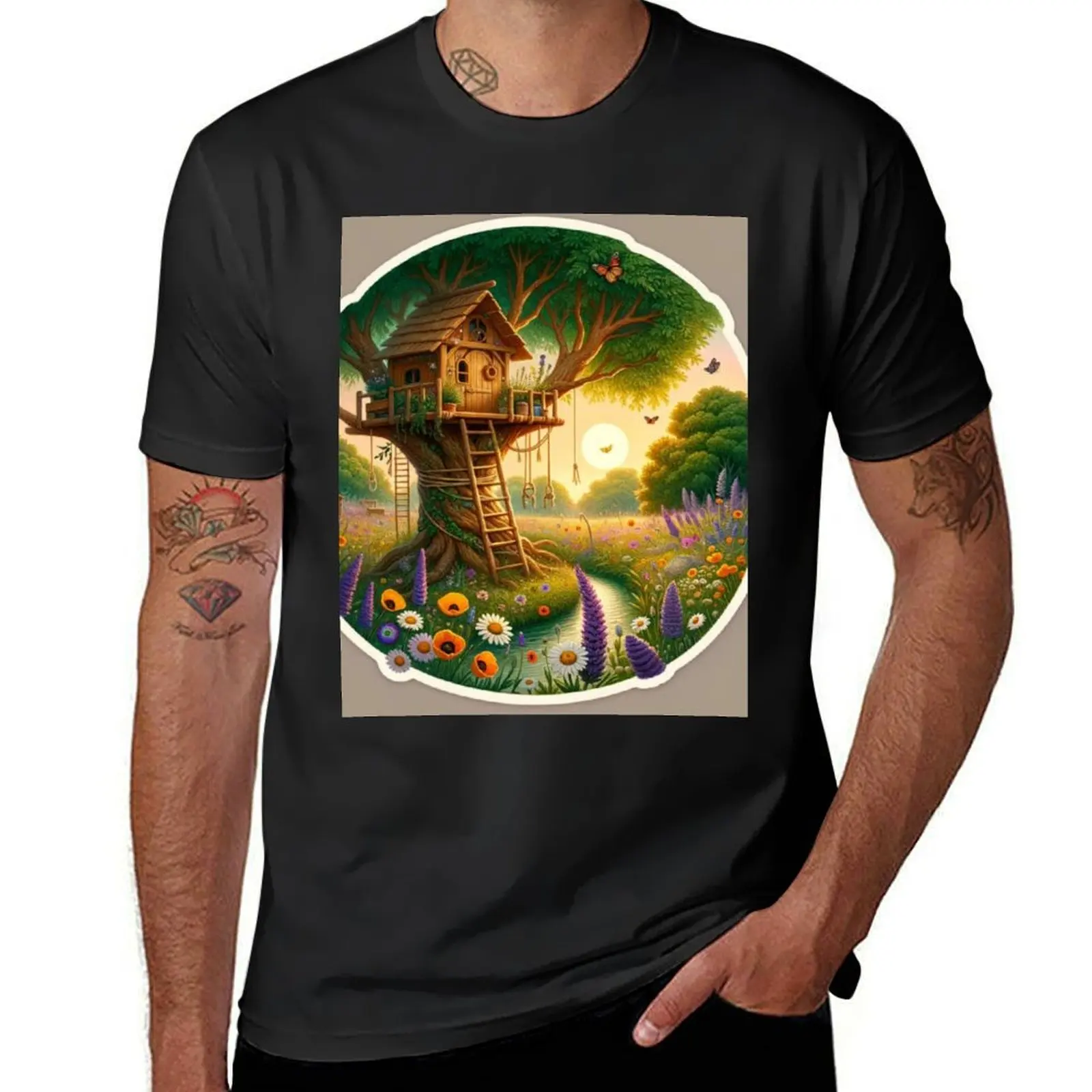 Cottagecore Treehouse - Cozy Treetop Retreat Sticker T-Shirt blacks cute tops new edition mens clothing