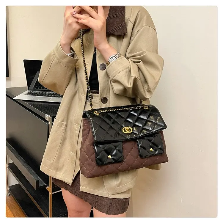 Herfst 2025, trendy kettingtas - met diamant gewatteerde draagtas, meerweg schouder-/crossbodytas, vintage designertas voor dagelijks gebruik