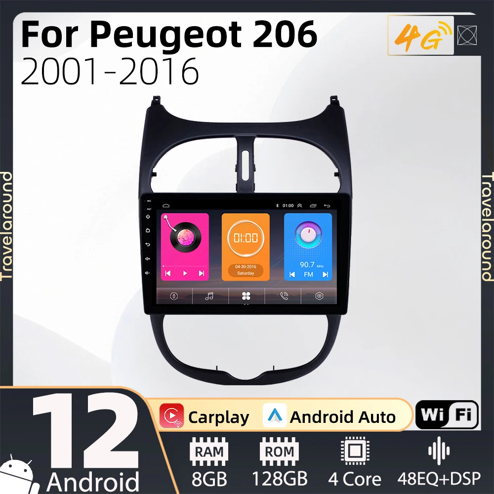 

Автомагнитола 2 Din Android для Peugeot 206 2001-2016, автомобильный стерео экран, мультимедийный аудио плеер, GPS-навигация, головное устройство, Авторадио