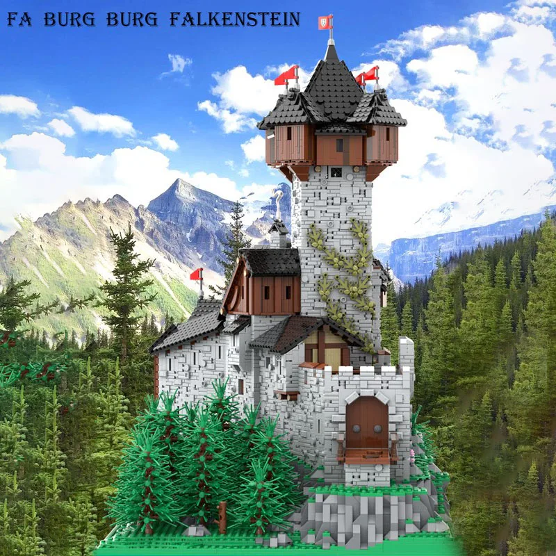 Moc Building Blocks Medieval Fortress Model Alpine Castle Technology Modular Building Blocks Gift Children's Toys DIY Assembly
