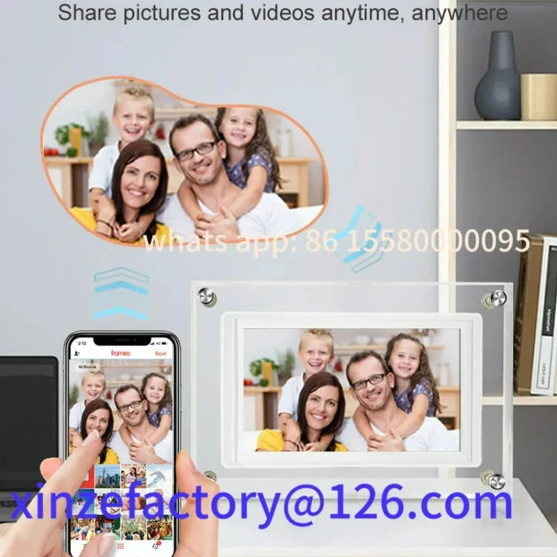 إطار صورة رقمي واي فاي مقاس 5 بوصات قابل للتخصيص 1280 * 720 IPS HD Cloud إطار صور رقمي ذكي