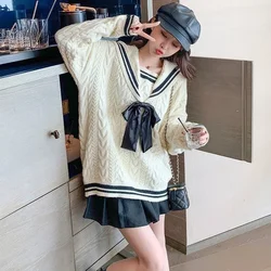 2024 Spring Women Sweater Loose Japanese Sweet Style Knitted Pullovers V-Collar Oversize Female Sweaters Cute