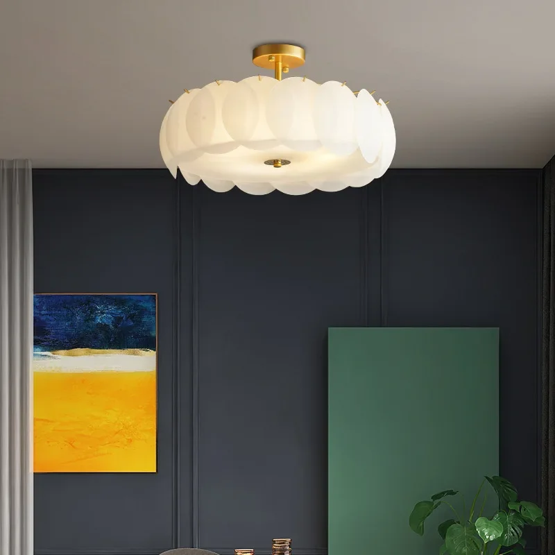 Nordic simple glass ceiling lamp, post-modern personalized model room bedroom lamp