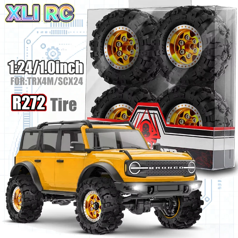 1.0 Beadlock Wheel Tires RC Mud Terrain Crawler Tyres Set for 1/24 1/18 Crawler Axial AX24 SCX24 FMS FCX24 TRX4M 4PCS