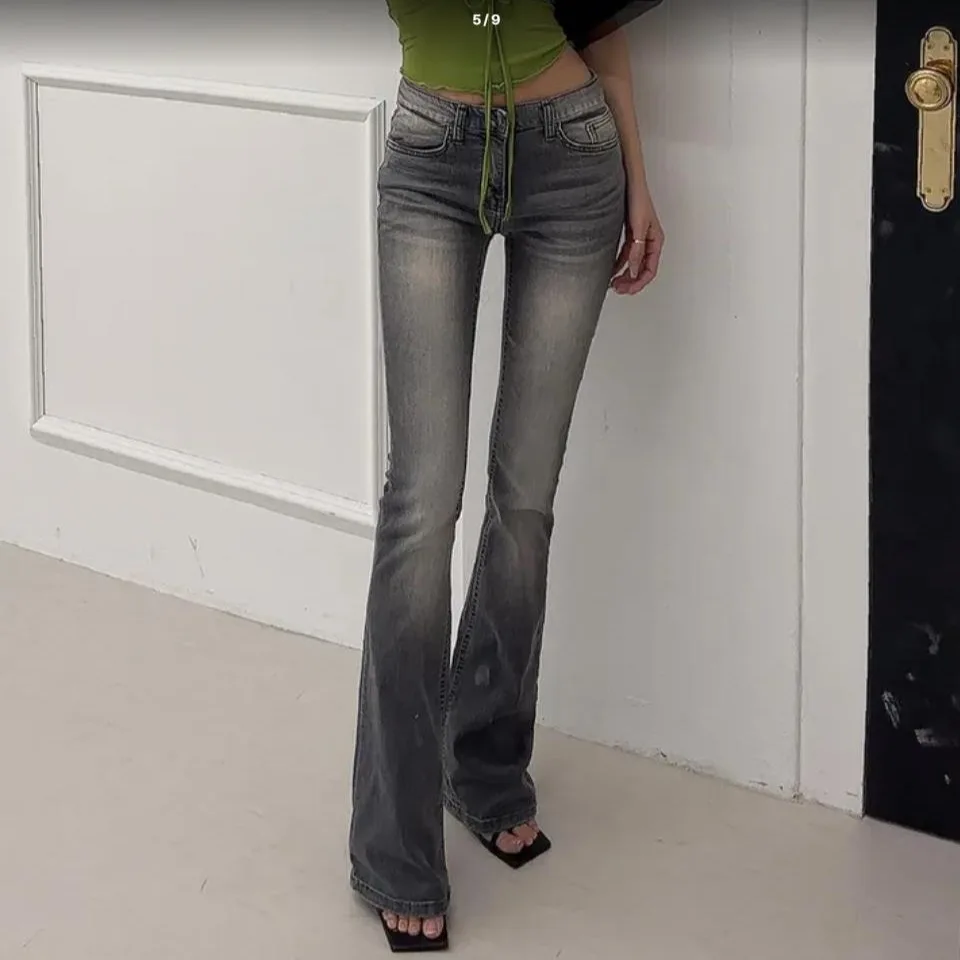 

Sexy Low Waist Jeans Dongda Gate Light ey Waed out Highlight Body ape Elastic Mildly Spicy Long Cotton Stretch Denim