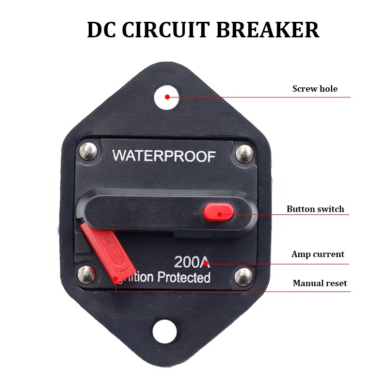 100A 150A 200A 300A Amp Car Auto Audio Marine Boat Waterproof DC Motor Operator Fuse Holder Circuit Breaker