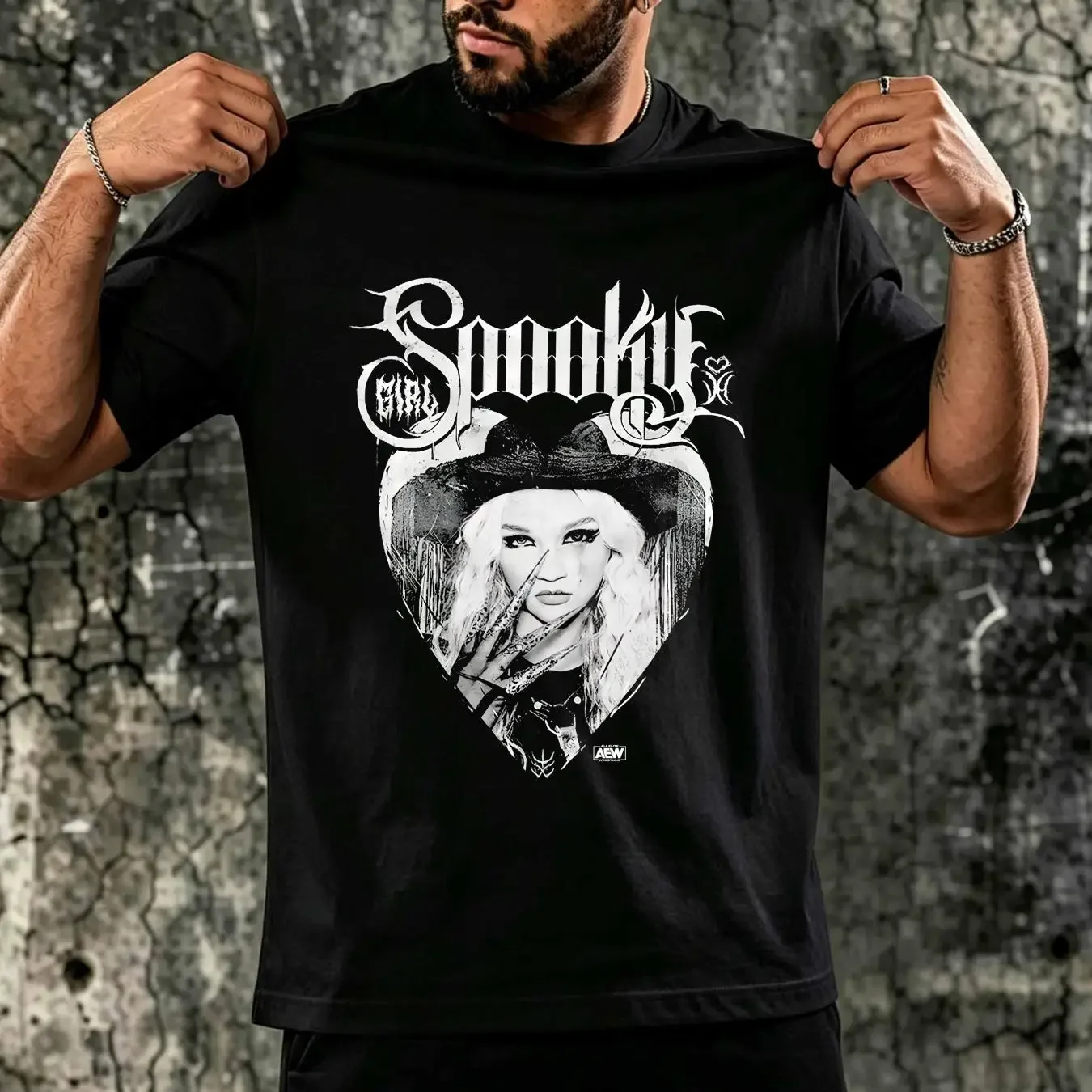 washed T Shirt Julia Hart Spooky Girl AEW Official long or short sleeves vintage Washed Unisex Stylish Slightly graphic