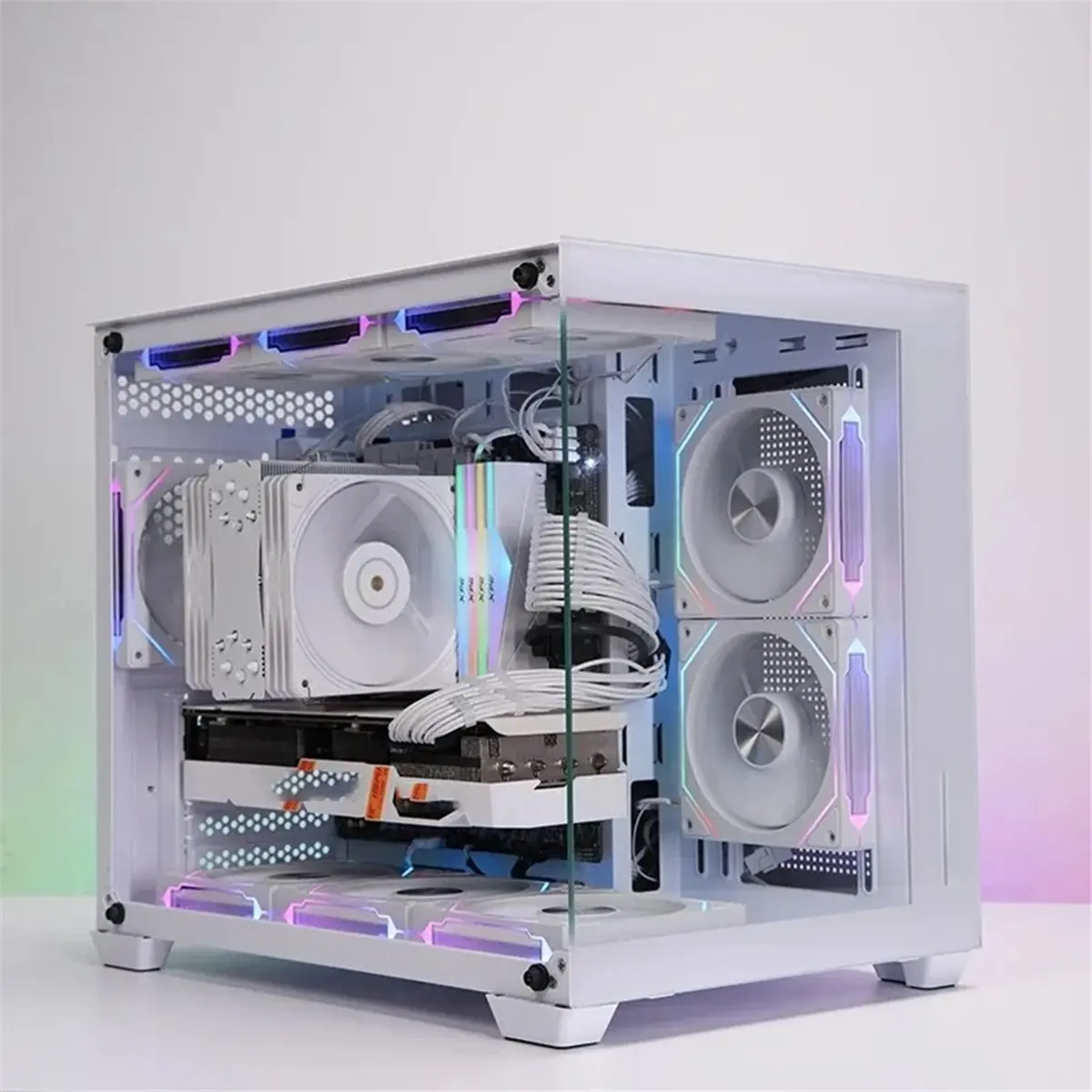 

HGHO 4RS Computer Case Fan 12cm ARGB 4 Pin Quiet Cooling Fan 12V Large Air Volume 800-1600RPM White