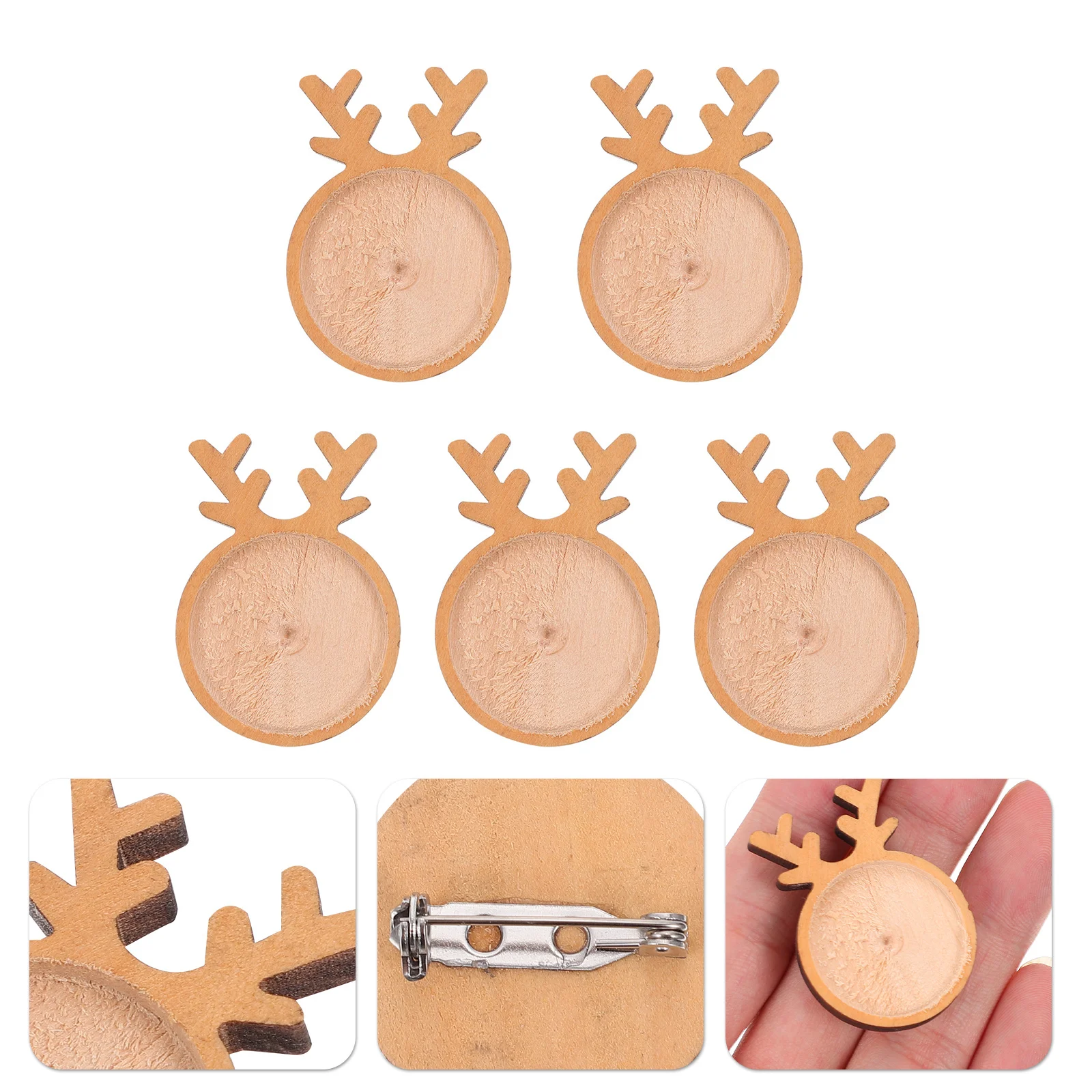 

5Pcs Wooden Brooch Bases Simple Design Lightweight DIY Making Accessories for Women Brooch Bezel Craft Supplies