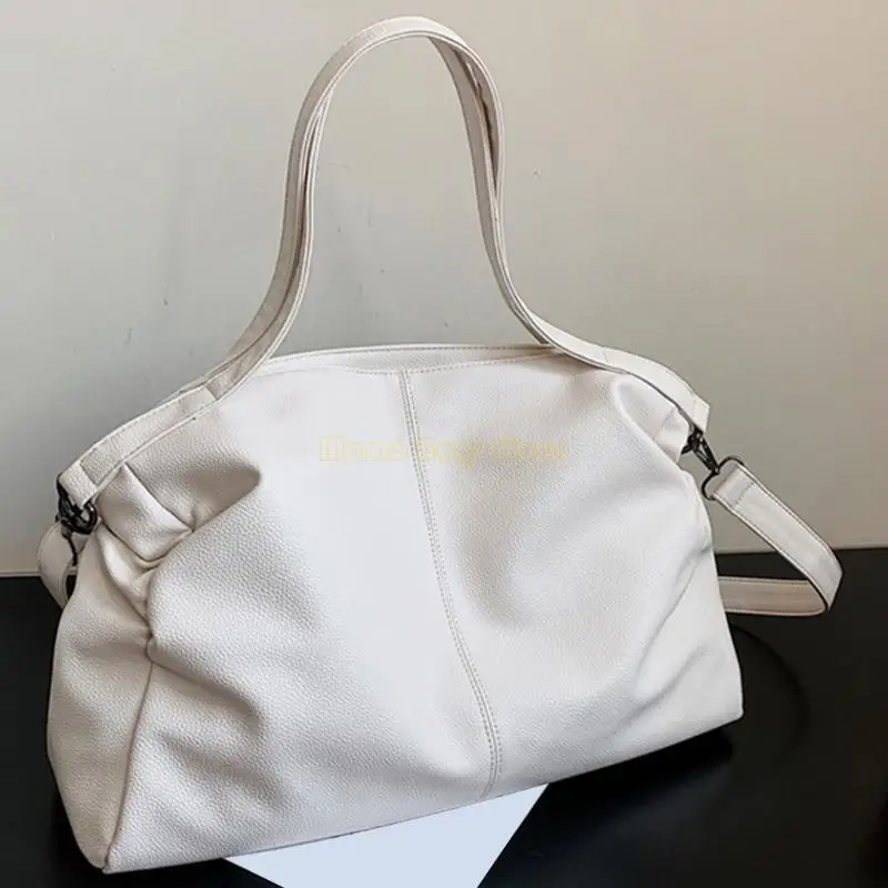 

X90D Korean Large Capacity Shoulder Crossbody Bag for Women Solid Color Soft PU Leather Handbag with Adjustable Strap