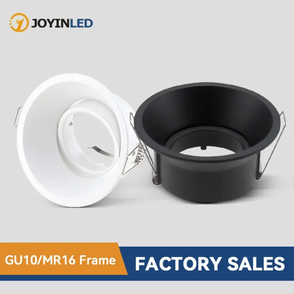

JOYINLED Recessed Light Frame, Adjustable GU10 MR16 Holder, Round Square Ceiling Fixture, White Black LED Spot Light