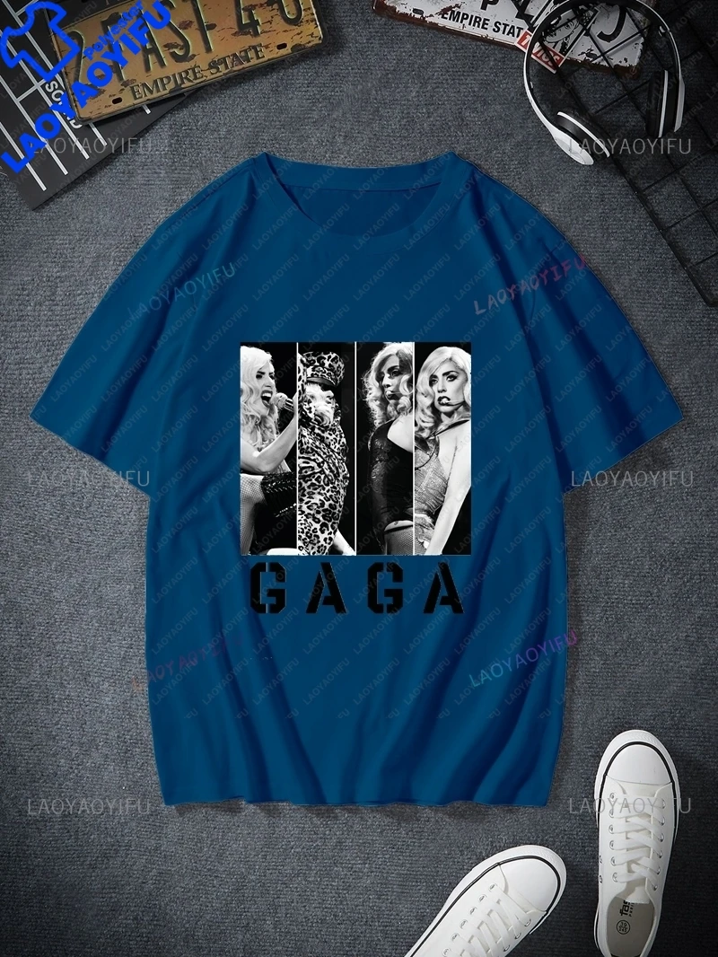 Singer Lady Gaga Classic Poster Printed Shirt, Fans Everyday Street Wear,Women's Spring and Summer Casual Fashion Cotton T-shirt