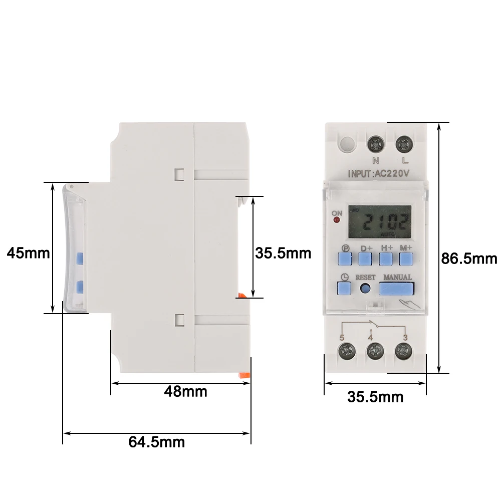 Imagem -05 - Dias Trilho Din Lcd Semanal Programável Interruptor de Temporizador Eletrônico 1no1nc 220vac 12v24vdc 18on Off Relé de Tempo 1pc Ahc30a Ahc30b 40a
