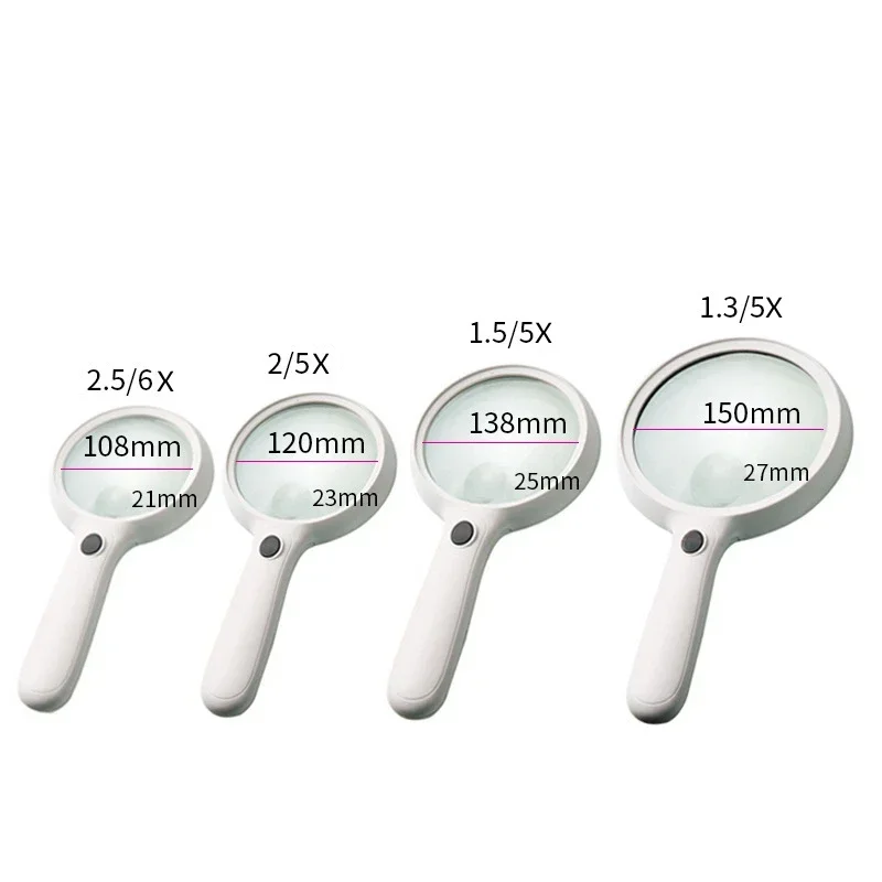 Imagem -02 - Lente Óptica de Lupa com Luzes Led Lupa de Leitura Portátil 108 mm 120 mm 138 mm 150 mm