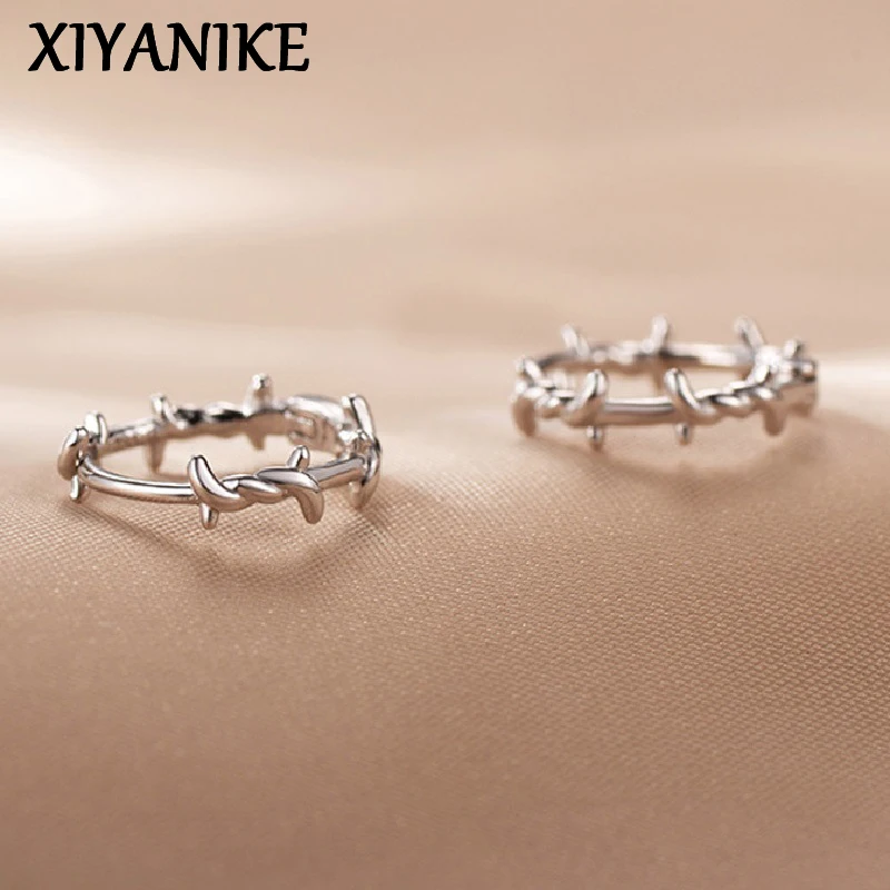 

XIYANIKE Silver Color Thorns Hoops Earrings For Women Girl New Fashion Trendy Jewelry Party Wedding сережки женски