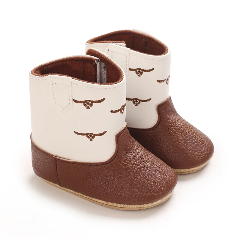 Baby Learning Walk Shoes, Vintage Embroidery Western Baby Cowboy Boots, Two Tone Soft Casual Infant Footwear 0-1 Year