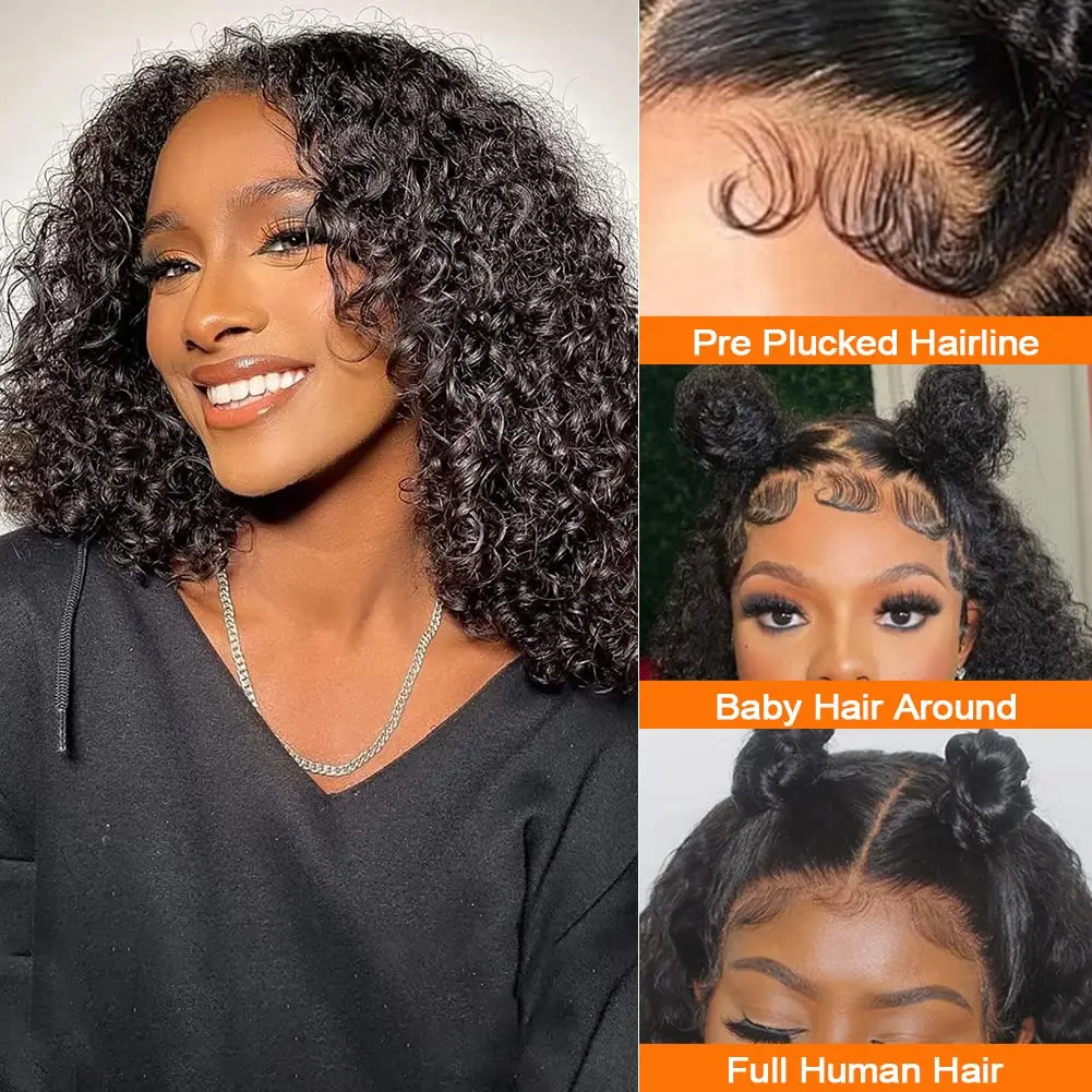 Short Deep Wave Bob Wigs 4x4 Closure HD Lace Front Human Hair Curly Wigs 5x5 Closure Lace Frontal Glueless Wigs for Women Choice