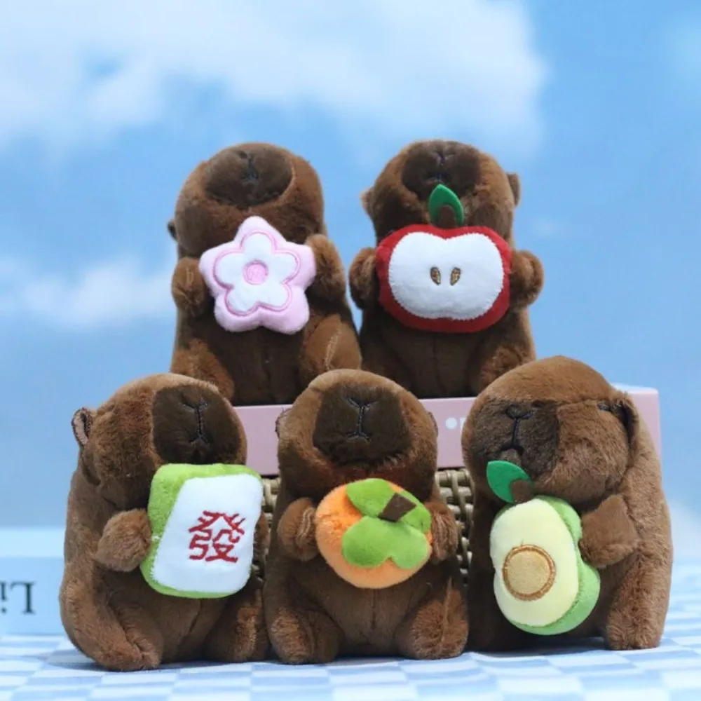 Capibara Peluche Portachiavi Cartone Animato Simulazione Morbida Capibara Bambola Animali di Peluche Anime Fluffty Giocattolo Peluche Ciondolo Regalo di Compleanno