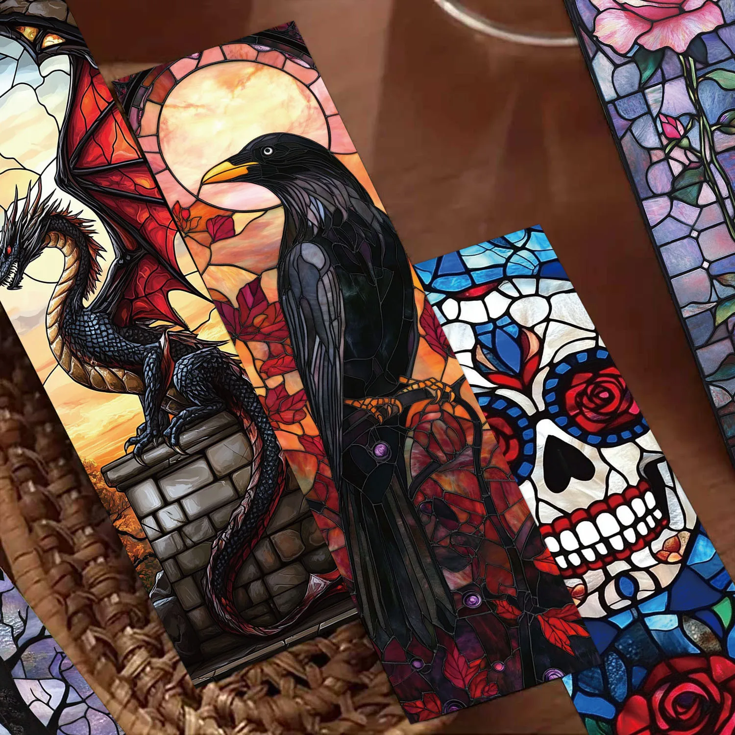 30Pcs Cartoon Gothic Window Pattern Bookmarks Set for Journal Reading DIY Decoration