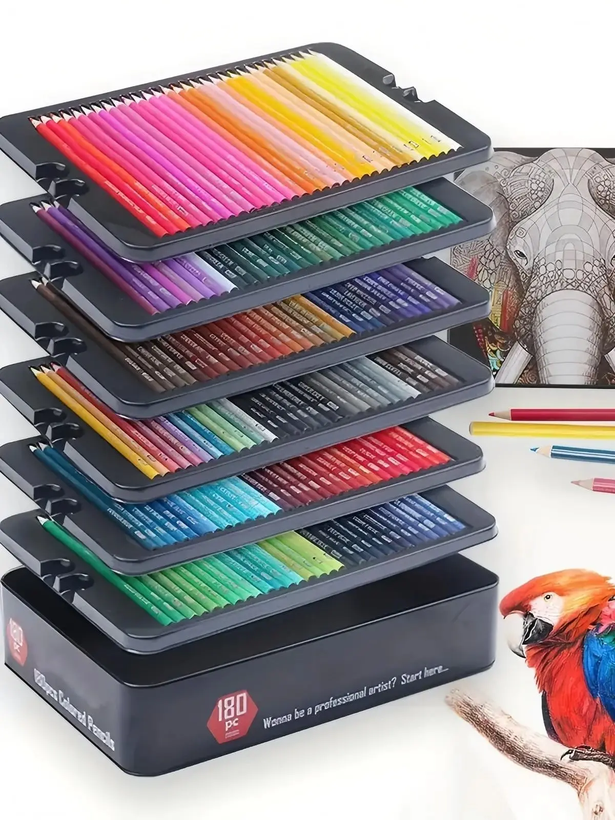 180-kleuren professionele kleurpotloden set Fine Art tekening niet-giftige oliepotloden set voor schetsen kleurpotlood - afbeelding 2